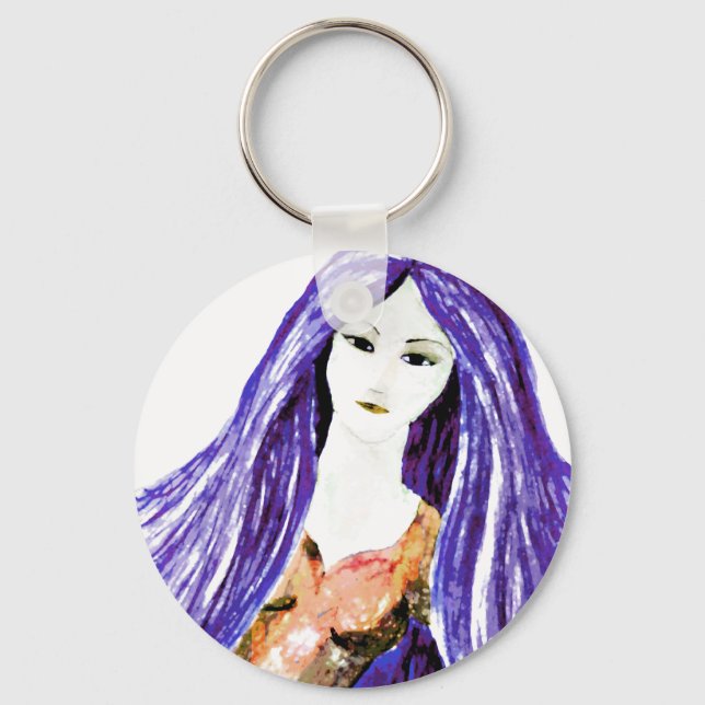 Lady in Brown and Purple. Key Ring (Front)