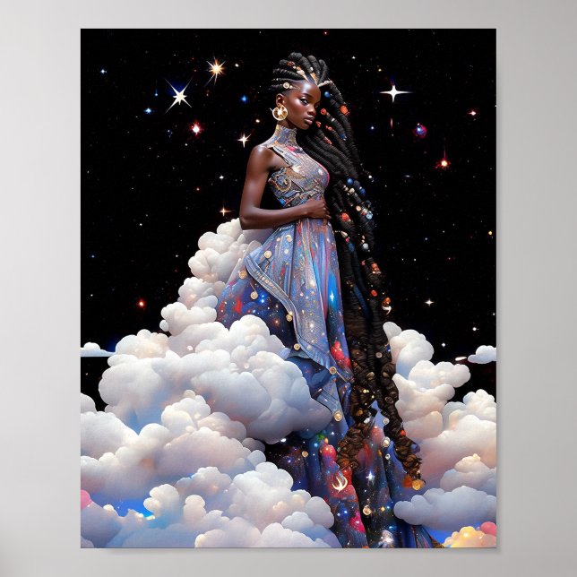 Lady In Clouds African American Art Poster (Front)
