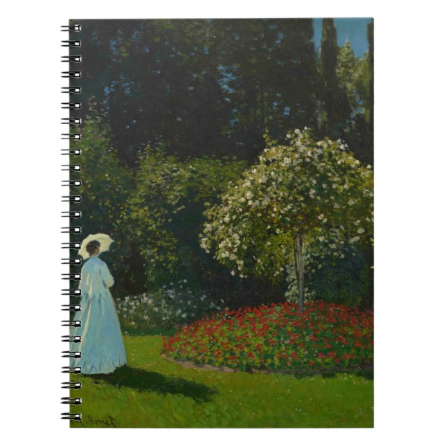 Lady in Garden with Blossoming Tree Notebook (Front)