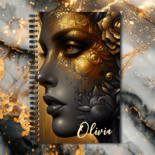 Lady in Gold Ethereal Art Personalised Notebook