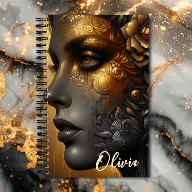 Lady in Gold Ethereal Art Personalised Notebook (Creator Uploaded)
