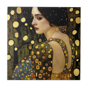 Lady in Gold Photo Print Ceramic Tile