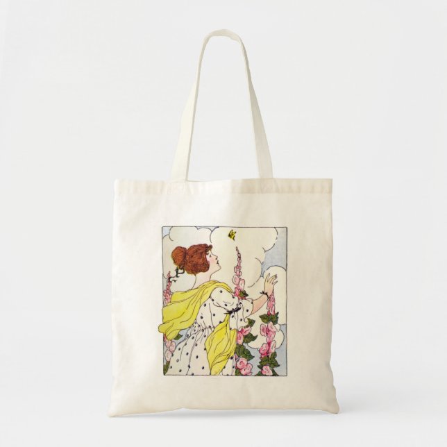 Lady in Hollyhock Garden Tote Bag (Front)