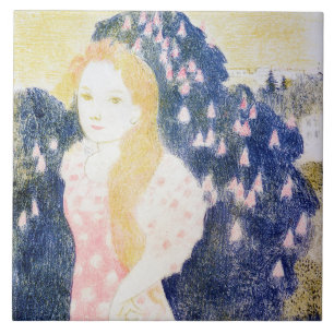 Lady in Pink Dress, Maurice Denis Ceramic Tile