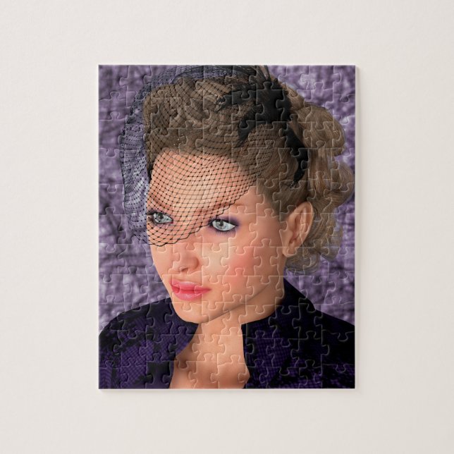 Lady in Purple Jigsaw Puzzle (Vertical)