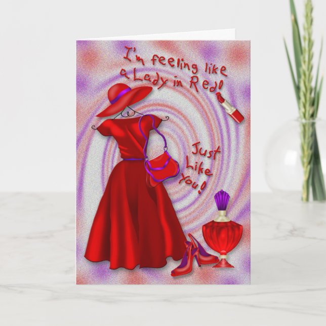 Lady in Red Birthday Card (Front)