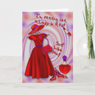 Lady in Red Birthday Card