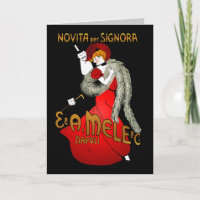 Lady in Red Dark Blank Card