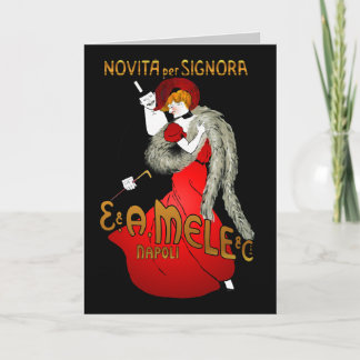 Lady in Red Dark Blank Card