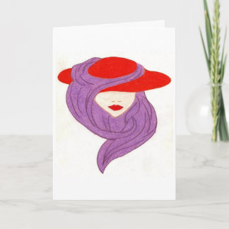 lady in red hat card