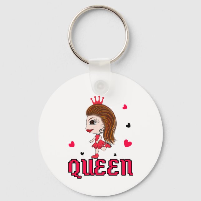 Lady in red key ring (Front)