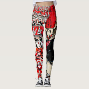 Lady in Red Lipstick Wall Graffiti Leggings