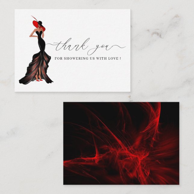 Lady in Red thank you note card (Front/Back)