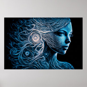 Lady in spirals of light poster