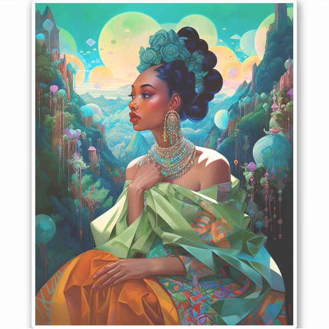 Lady In Surreal World African American Art (Front)
