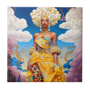 Lady In Surreal World African American Art Ceramic Tile