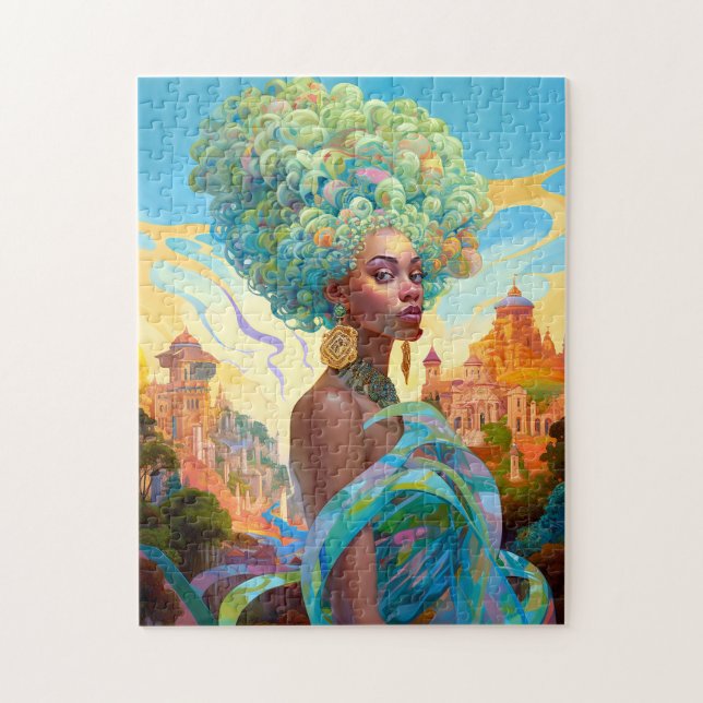 Lady In Surreal World African American Art Jigsaw Puzzle (Vertical)