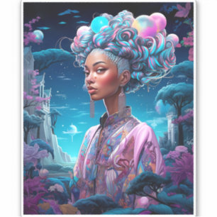 Lady In Surreal World African American Art Purple