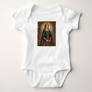 Lady in the garden, medieval illustration/renaissa baby bodysuit