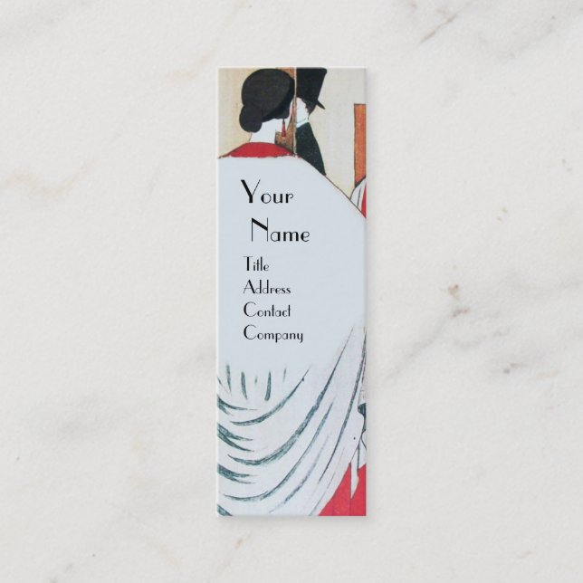 LADY IN THE MIRROR ,ART DECO BEAUTY FASHION MINI BUSINESS CARD (Front)