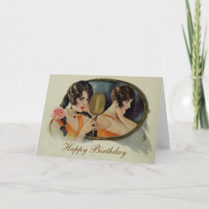 Lady in the Mirror Twenties Birthday card