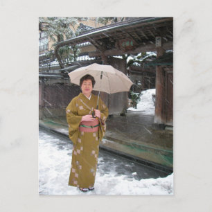 Lady in The Snow/Greetings from Japan Postcard