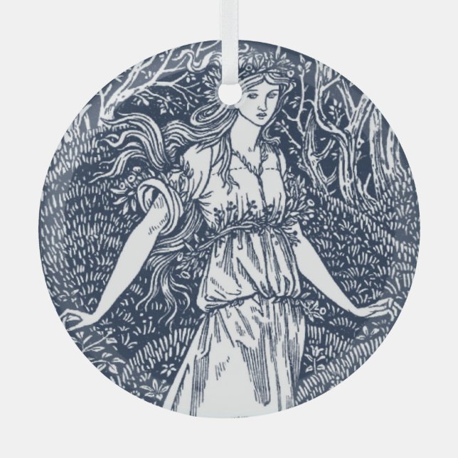 lady in the Woods Glass Tree Decoration (Front)