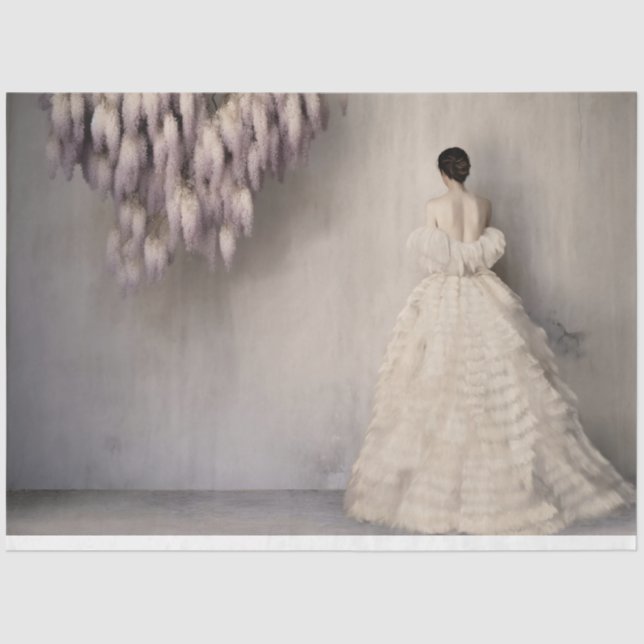 Lady in white with Wisteria Florals Portrait Art Tissue Paper (Front)