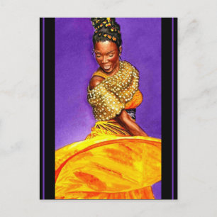 Lady in Yellow Dress 2004 Water Colour Postcard