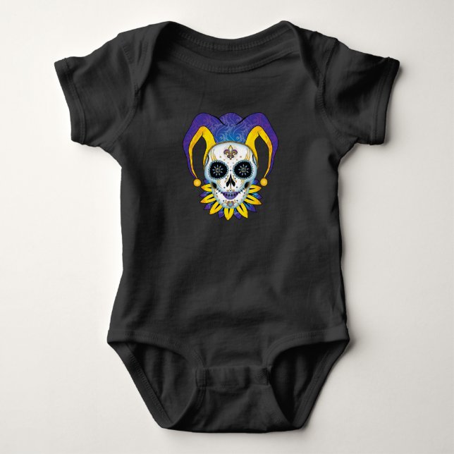 Lady Jester Skull Baby Bodysuit (Front)