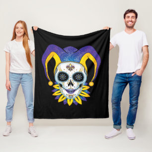 Lady Jester Skull Fleece Blanket
