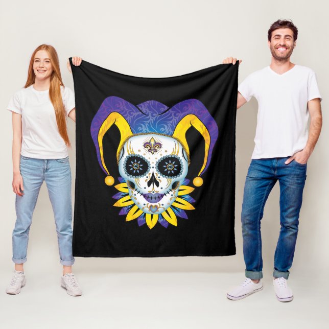 Lady Jester Skull Fleece Blanket (In Situ)