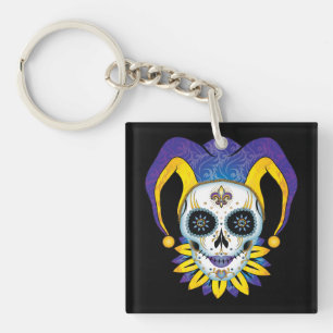 Lady Jester Skull Key Ring