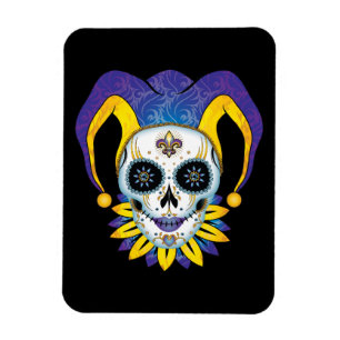 Lady Jester Skull Magnet