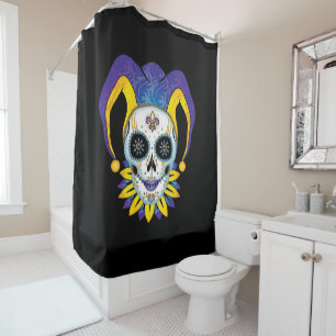 Lady Jester Skull Shower Curtain