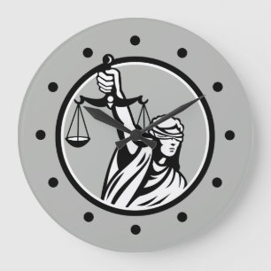 Lady Justice Attorney Large Clock