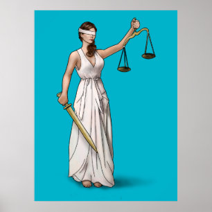 Lady Justice - Scuba Blue Poster