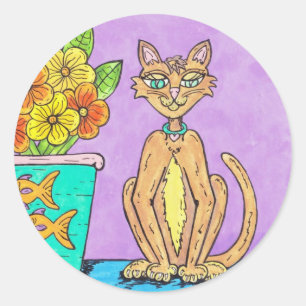 Lady Kitten and Flowers sticker