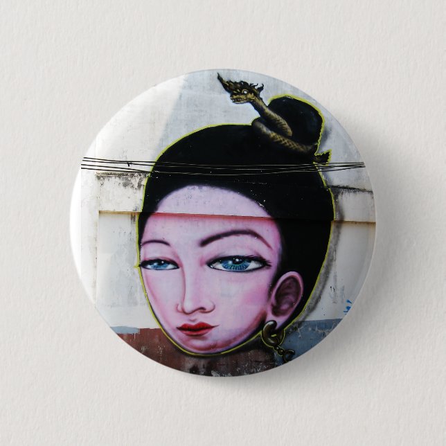 Lady Lao Graffiti Street Art 6 Cm Round Badge (Front)