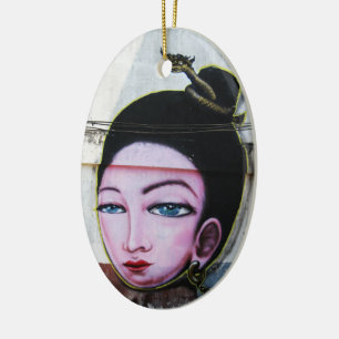 Lady Lao Graffiti Street Art Ceramic Ornament