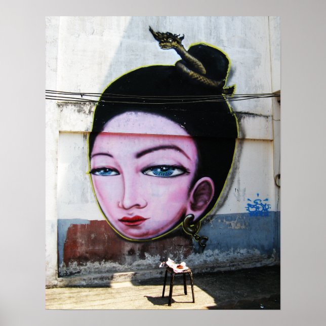 Lady Lao Graffiti Street Art Poster (Front)