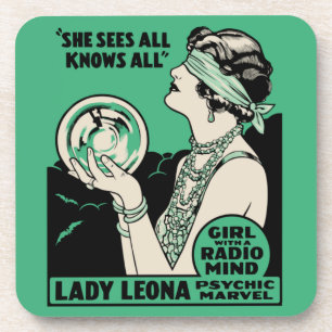 Lady Leona Fortune Teller - Girl With A Radio Mind Coaster