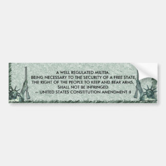 LADY LIBERTY - AMENDMENT II - RIGHT TO BEAR ARMS BUMPER STICKER