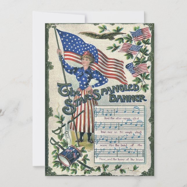 Lady Liberty American Flag Star-Spangled Banner Invitation (Front)