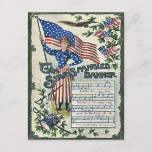Lady Liberty American Flag Star-Spangled Banner Postcard
