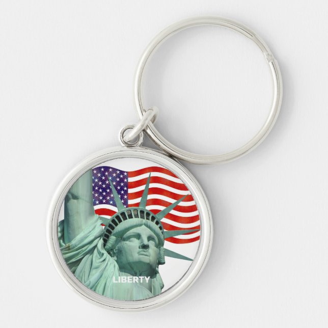 Lady Liberty and American Flag Key Ring (Front)