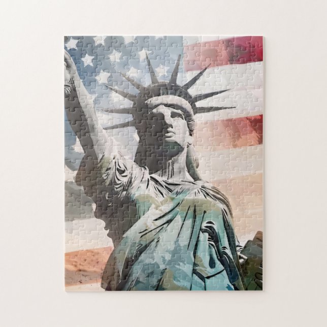 Lady Liberty and the American Flag Jigsaw Puzzle (Vertical)