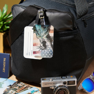 Lady Liberty and the American Flag Luggage Tag