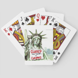 Lady Liberty Closed For Repair Of Congress Funny Playing Cards