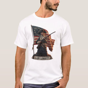 Lady Liberty Colonial Woman Vintage T-Shirt